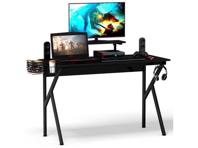 Mesa Gaming Ergonómica Escritorio para Computadora con Soporte de Altavoz  Monitor Portavasos y Gancho para Auriculares