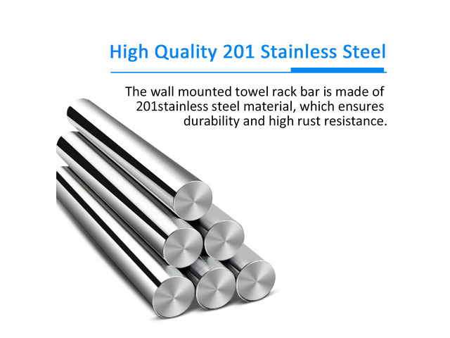Wall Mounted Towel Rack Rail Holder Storage Shelf Bathroom Hotel Stainless Steel