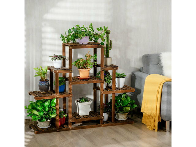 6-Tier Flower Wood Stand Plant Display Rack Multifunctional Storage Shelf