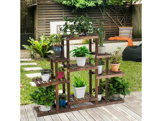 6-Tier Flower Wood Stand Plant Display Rack Multifunctional Storage Shelf