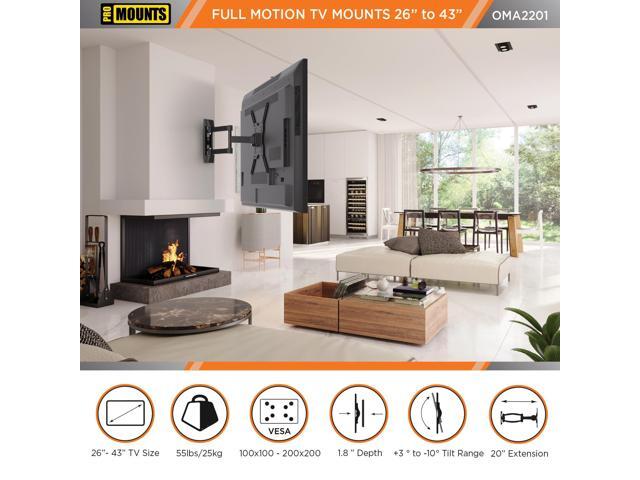 ProMounts Full Motion TV Wall Mount For 26'-43' Flat and Curved Screen TVs