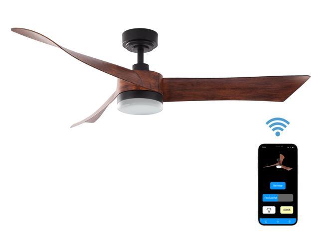 Photos - Fan 54 in. WiFi LED Indoor Walnut 3-Blade Smart Ceiling  with Temperature C