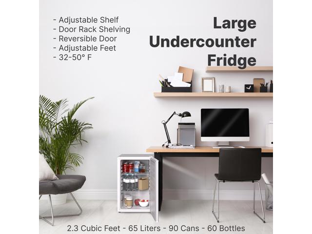 Snowlion 65L / 2.3 Cu Ft Under-Counter Mini Fridge Solid Door, Freestanding, White