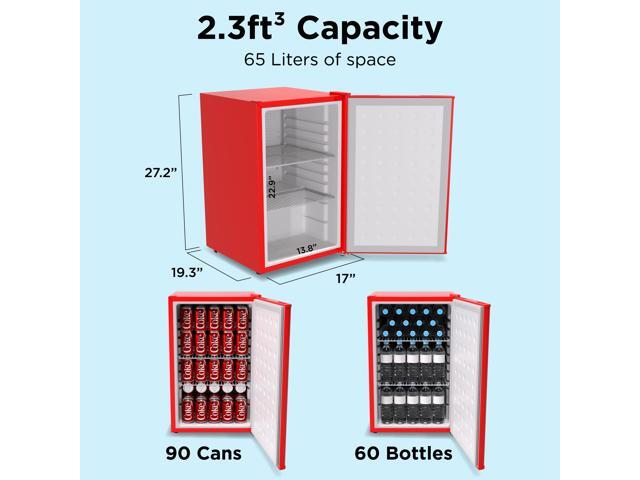 Snowlion 65L / 2.3 Cu Ft Under-Counter Mini Fridge Solid Door, Freestanding, Red