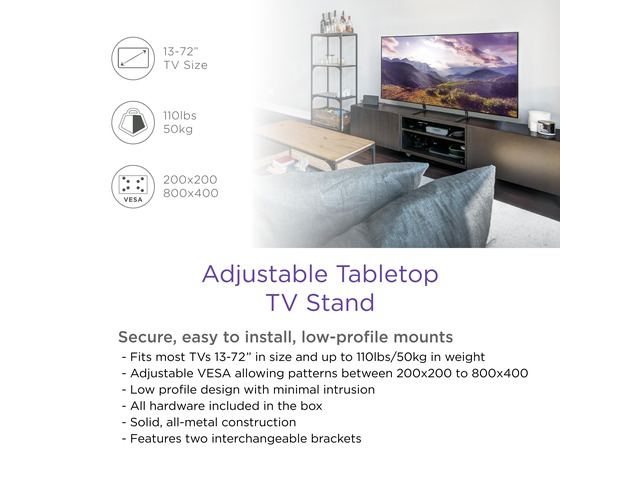 ProMounts Tabletop TV Stand Mount, Height Adjustable Brackets for 1372' Displays, Heavy Duty