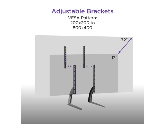 ProMounts Tabletop TV Stand Mount, Height Adjustable Brackets for 1372' Displays, Heavy Duty