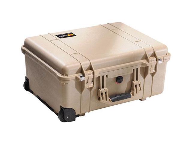 Pelican 1560 Large Crushproof Wheeled Dry Box, 22x18x10.4in, Desert Tan - No Foa