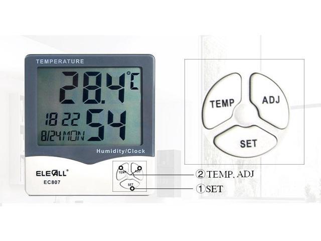 ELECALL EC807 High Accuracy Electronic Temperature Humidity Meter Thermometer Hygrometer With Clock Calendar