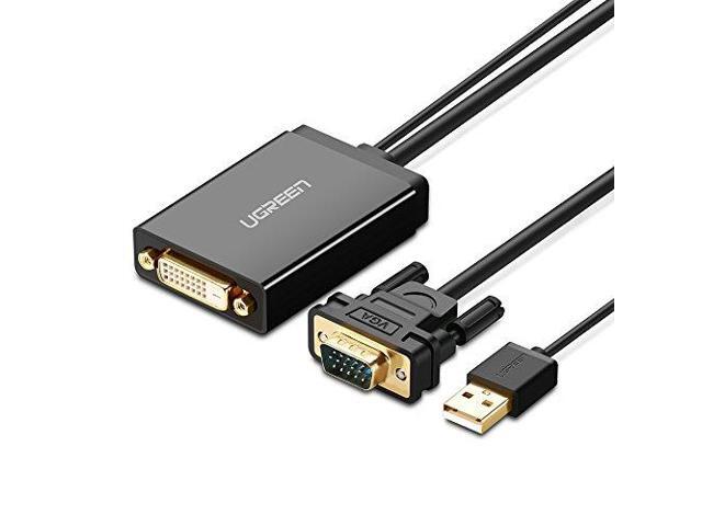 UGREEN VGA to DVI-D 24+1 Male to Female Adapter Cable Supports 1080P Full HD with 1.5ft USB Power Cord for Computer, PC, Laptop, HDTV, Projector,...
