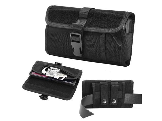 Extra Large Case-On Tactical MOLLE Cell Phone Belt Pouch Holster for Phones with 6.5 inch and Above Screen Size - Black
