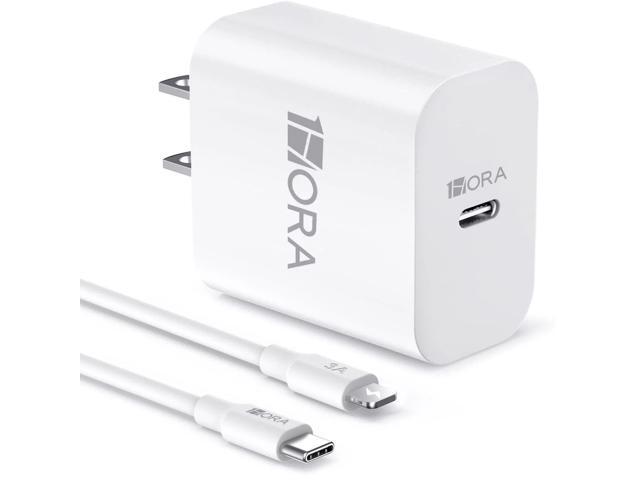 20W USB-C PD 3.0 Power Delivery Wall Charger + USB-C to Lightning Cable (3ft) - White