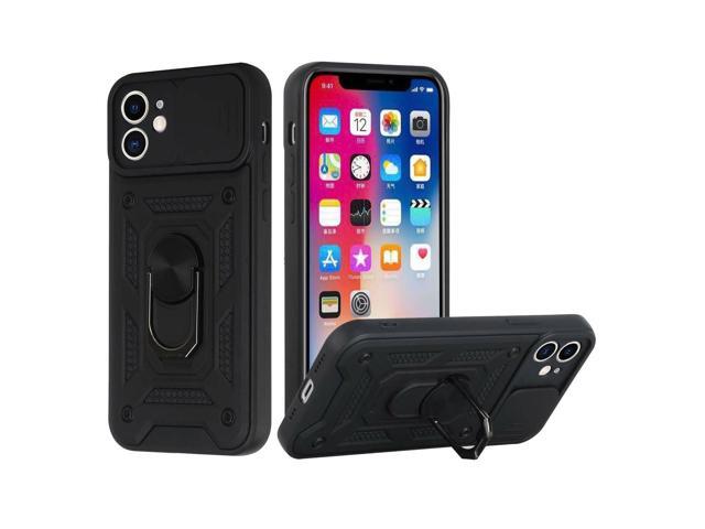 Elite Series Hybrid Case with Ring Stent Finger Loop and Camera Lens Cover for iPhone 13 Pro Max - Black