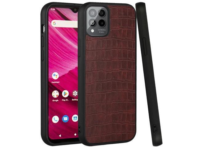 Crocodile Skin Executive Slim Shield Fusion Case for T-Mobile REVVL 6 Pro 5G - Dark Brown