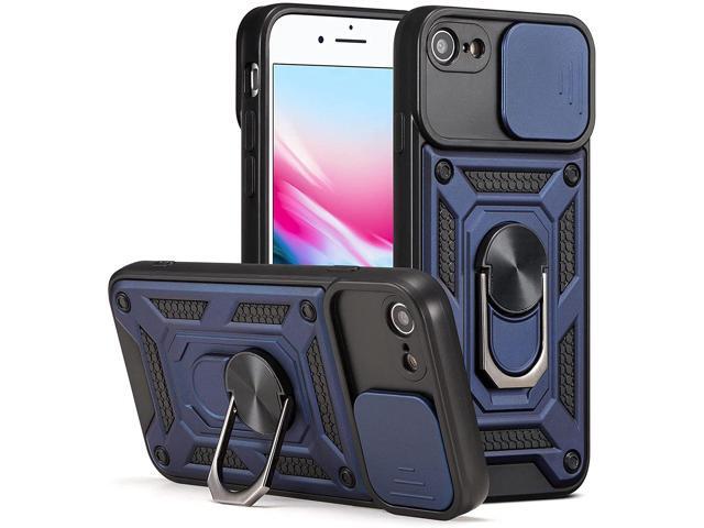 Elite Series Hybrid Case with Ring Holder and Camera Lens Cover for iPhone SE (3rd gen & 2nd gen) and iPhone 8/7 - Navy Blue