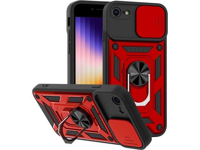 Elite Series Hybrid Case with Ring Holder and Camera Lens Cover for iPhone SE (3rd gen & 2nd gen) and iPhone 8/7 - Red