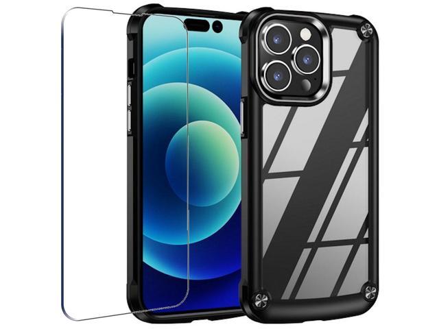 Tough Shield Snap-on Transparent Case and Tempered Glass Screen Protector for iPhone 14 Pro Max - Black