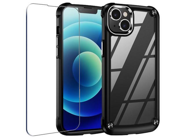 Tough Shield Snap-on Transparent Case and Tempered Glass Screen Protector for iPhone 14 - Black
