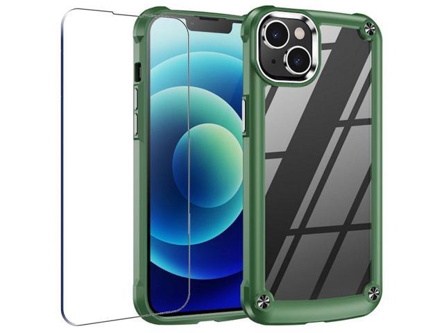 Tough Shield Snap-on Transparent Case and Tempered Glass Screen Protector for iPhone 14 - Green