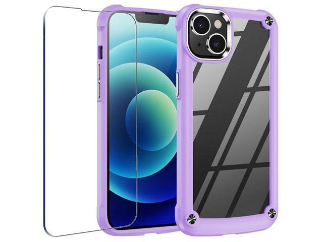 Tough Shield Snap-on Transparent Case and Tempered Glass Screen Protector for iPhone 14 Plus - Purple