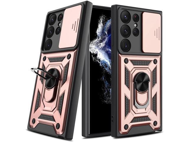 Elite Series Hybrid Case with Ring Grip and Camera Lens Cover for Samsung Galaxy S23 Ultra - Rose Gold