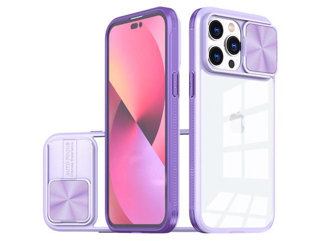 HD Transparent Case with Camera Privacy Cover for iPhone 14 Pro Max - Purple