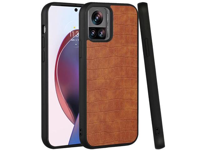 Crocodile Skin Executive Slim Shield Fusion Case for Motorola Edge+ 2023 - Brown