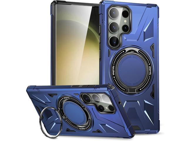 Military Grade TUFF Case with MagSafe Magnetic Rotating Ring Stand for Samsung Galaxy S24 Ultra - Blue