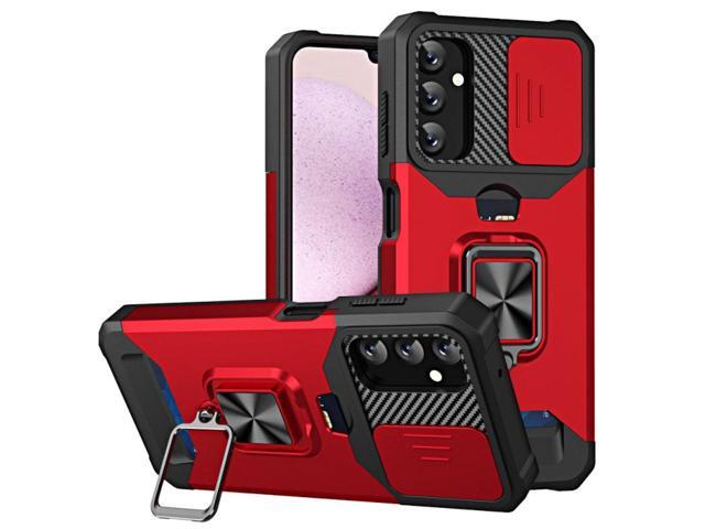 Military Grade All-In-One Ring Stand Card Case for Samsung Galaxy A15 5G - Red