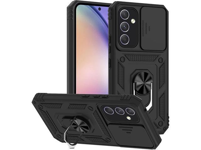 Military Grade Hybrid Case with Ring Grip and Camera Lens Protector for Samsung Galaxy A15 5G - Black
