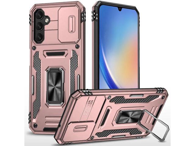 Military Grade Ring Holder Case with Camera Lens Cover for Samsung Galaxy A15 5G - Rose Gold