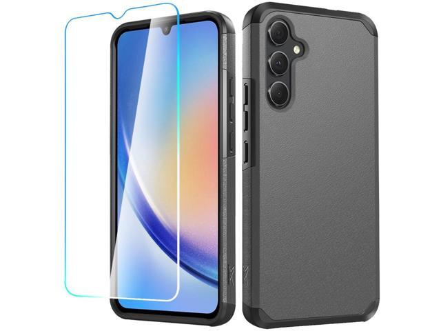 Shockproof Air Cushion Hybrid Case with Tempered Glass Screen Protector for Samsung Galaxy A15 5G - Charcoal Grey