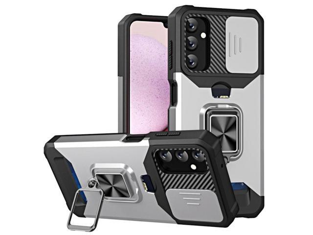 Military Grade All-In-One Ring Stand Card Case for Samsung Galaxy A15 5G - Silver