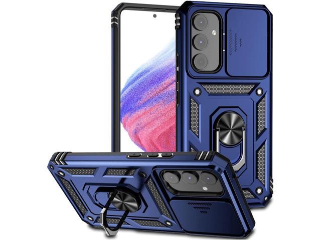 Military Grade Hybrid Case with Ring Grip and Camera Lens Protector for Samsung Galaxy A15 5G - Blue