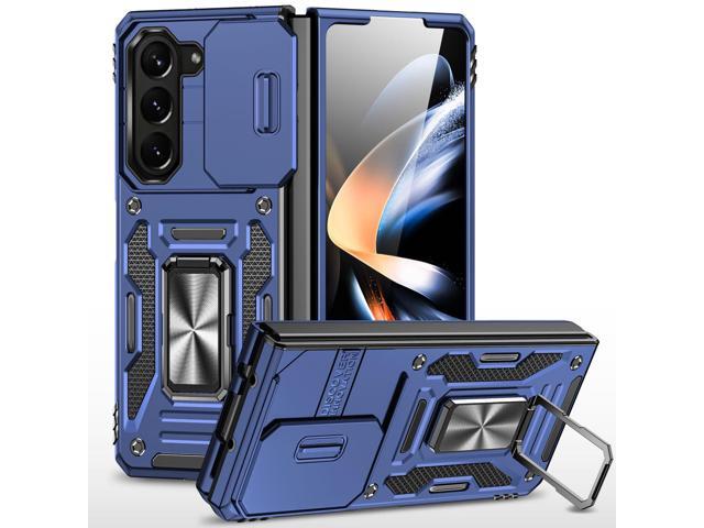 Military Grade Ring Holder Case with Camera Lens Cover for Samsung Galaxy Z Fold 5 - Blue