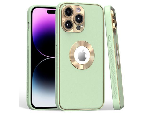 Luxury Leather Hybrid Case with Integrated Tempered Glass Camera Lens Protector for iPhone 15 - Green