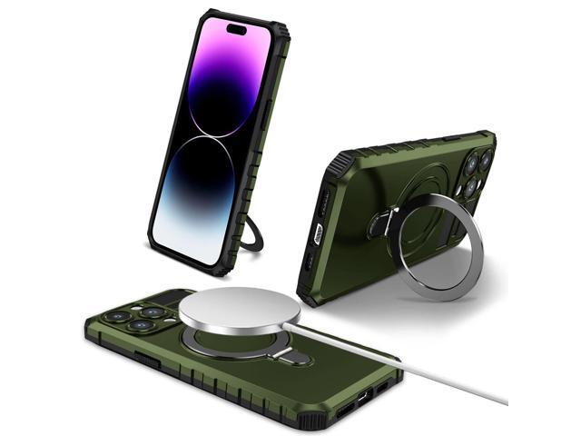 Hybrid Armor Case with MagSafe Ring Stand for iPhone 15 Pro Max - Green
