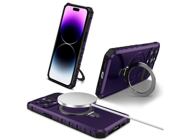 Hybrid Armor Case with MagSafe Ring Stand for iPhone 15 Pro Max - Purple