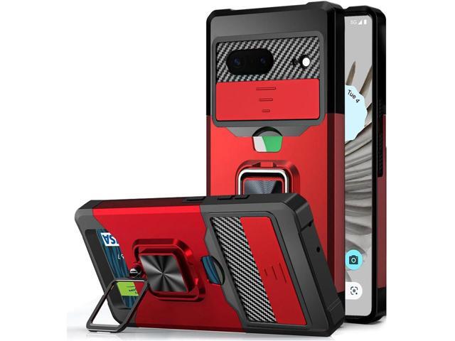 Military Grade All-In-One Ring Stand Card Case for Google Pixel 8 - Red