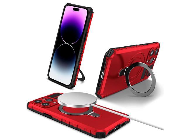 Hybrid Armor Case with MagSafe Ring Stand for iPhone 15 - Red