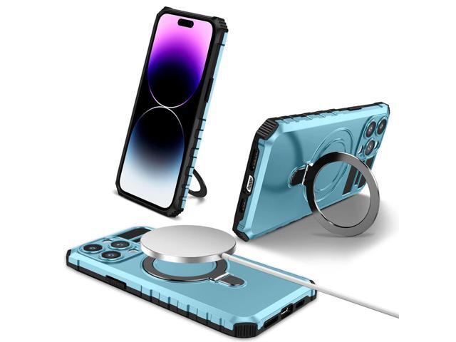 Hybrid Armor Case with MagSafe Ring Stand for iPhone 15 - Sky Blue