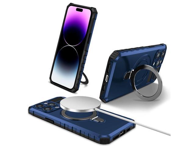 Hybrid Armor Case with MagSafe Ring Stand for iPhone 15 Plus - Navy Blue