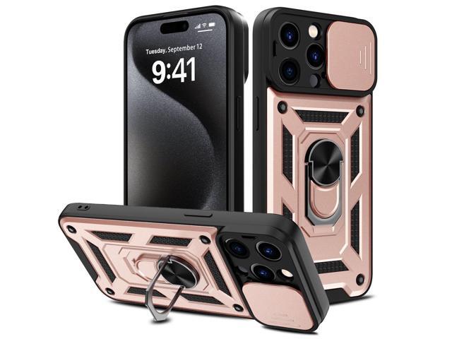 Elite Series Hybrid Case with Ring Grip and Camera Lens Cover for iPhone 15 Pro Max - Rose Gold