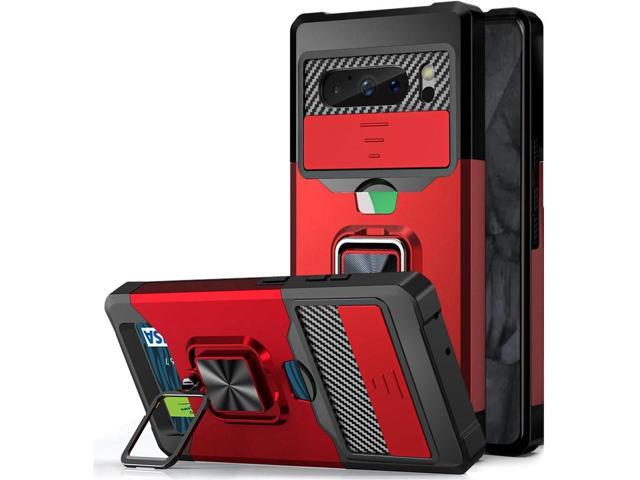 Military Grade All-In-One Ring Stand Card Case for Google Pixel 8 Pro - Red