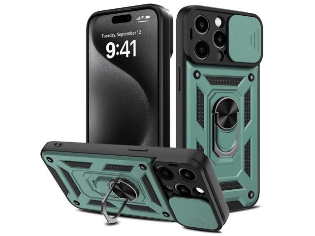 Elite Series Hybrid Case with Ring Grip and Camera Lens Cover for iPhone 15 Pro - Green