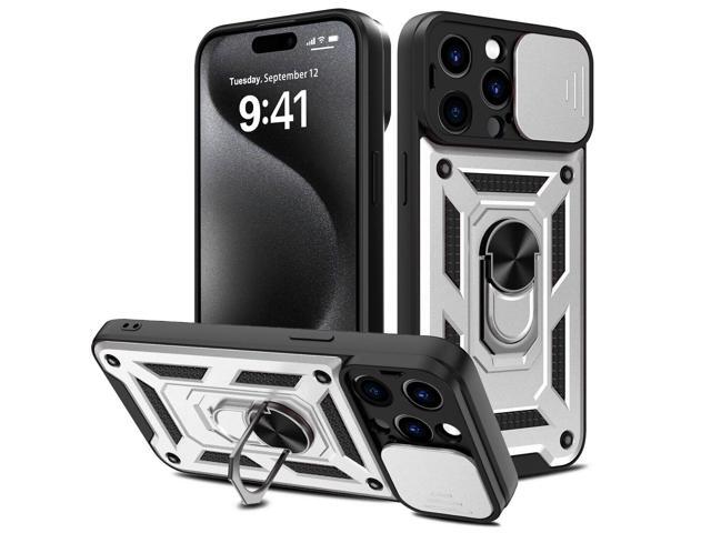 Elite Series Hybrid Case with Ring Grip and Camera Lens Cover for iPhone 15 Pro - Silver