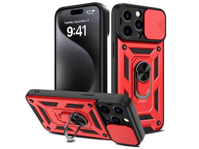 Elite Series Hybrid Case with Ring Grip and Camera Lens Cover for iPhone 15 Pro - Red