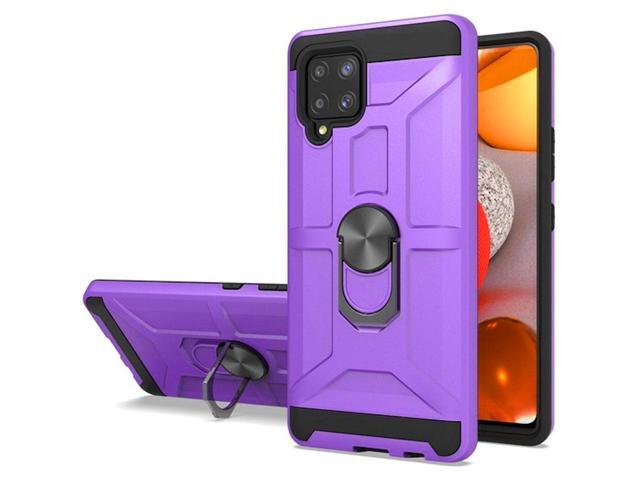 Dynamic Dual Layer Hybrid Case with Ring Holder Stand for Samsung Galaxy A42 5G - Purple