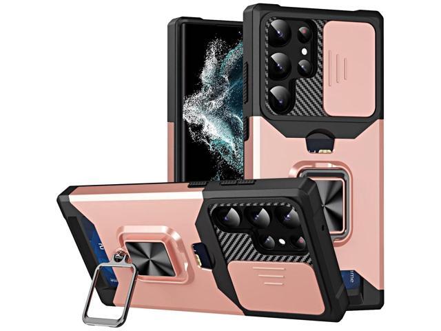 Military Grade All-In-One Ring Stand Card Case for Samsung Galaxy S23 Ultra - Rose Gold