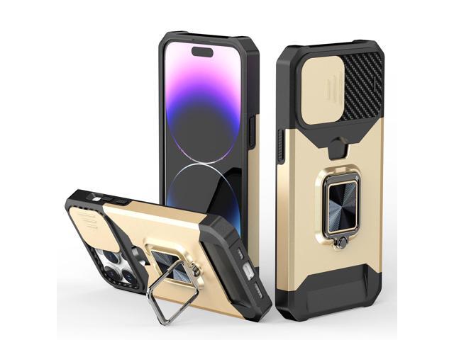 Military Grade All-In-One Ring Stand Card Case for iPhone 15 - Gold