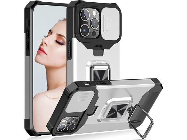 Military Grade All-In-One Ring Stand Card Case for iPhone 15 Pro Max - Silver